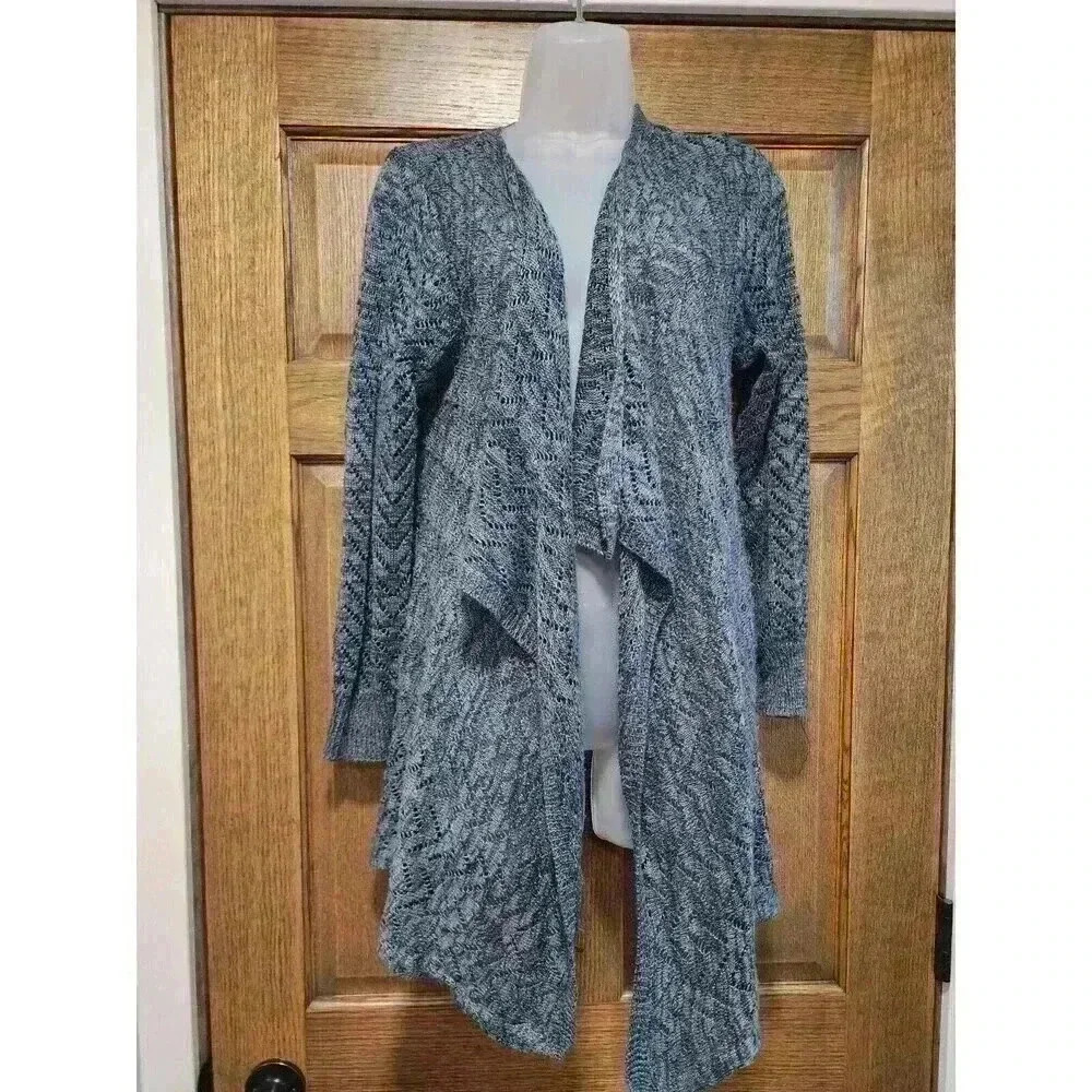 one world womens cardigan size Medium long sleeve open front Blue Teal - Picture 1 of 6